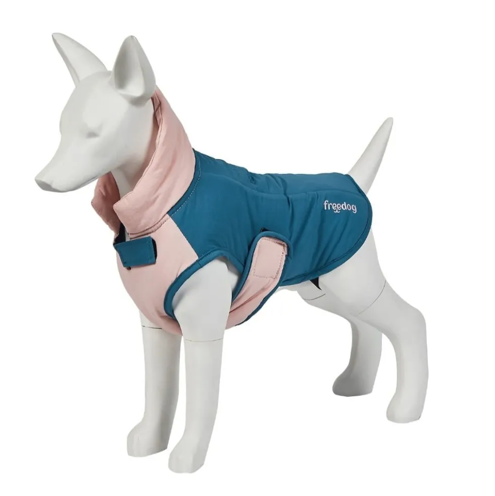 Abrigo Impermeable Urban Blizzard Azul-Rosa Perro Mediano