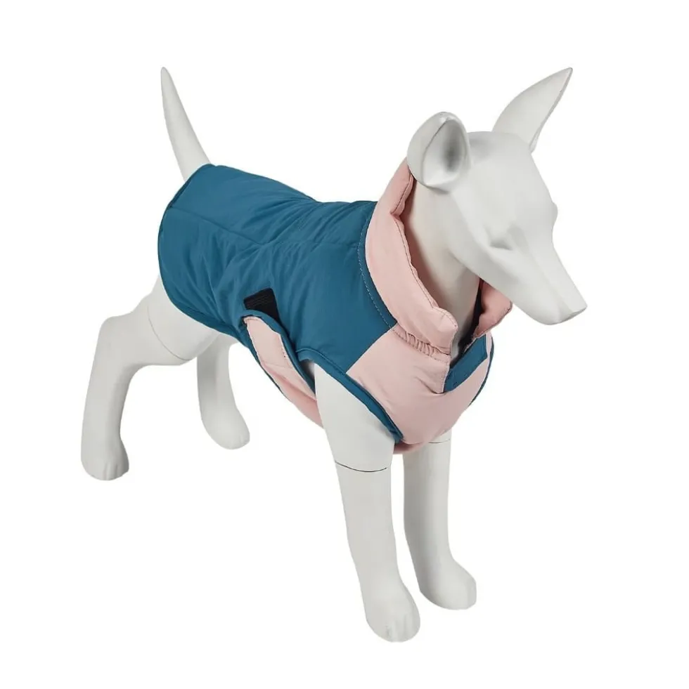 Abrigo Impermeable Urban Blizzard Azul-Rosa Perro Mediano