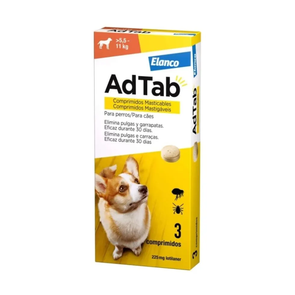 AdTab Comprimido Masticable Antiparasitario para Perros 5,5-11 kg (3 uds)