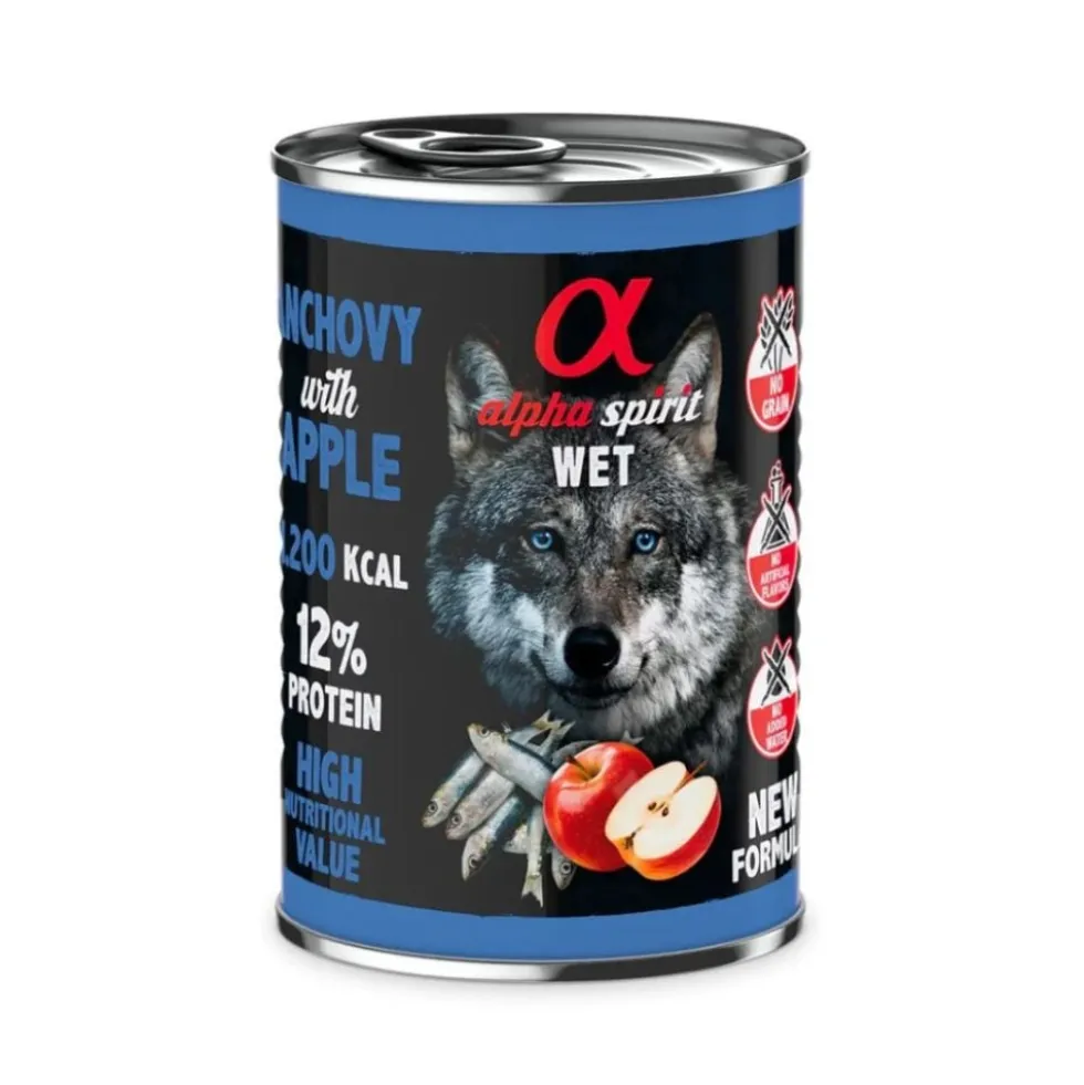 Alpha Spirit Lata Boquerón con Manzana Roja para Perro