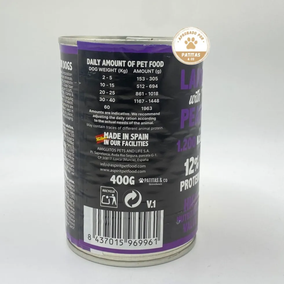 Alpha Spirit Lata Cordero con Pera para Perro