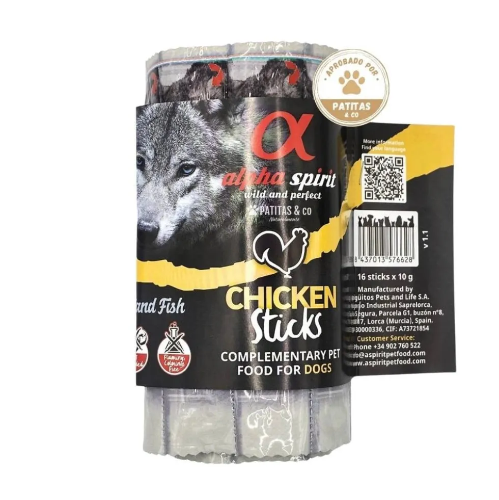 Alpha Spirit Ristra Sabor a Pollo (16 barritas) para Perros