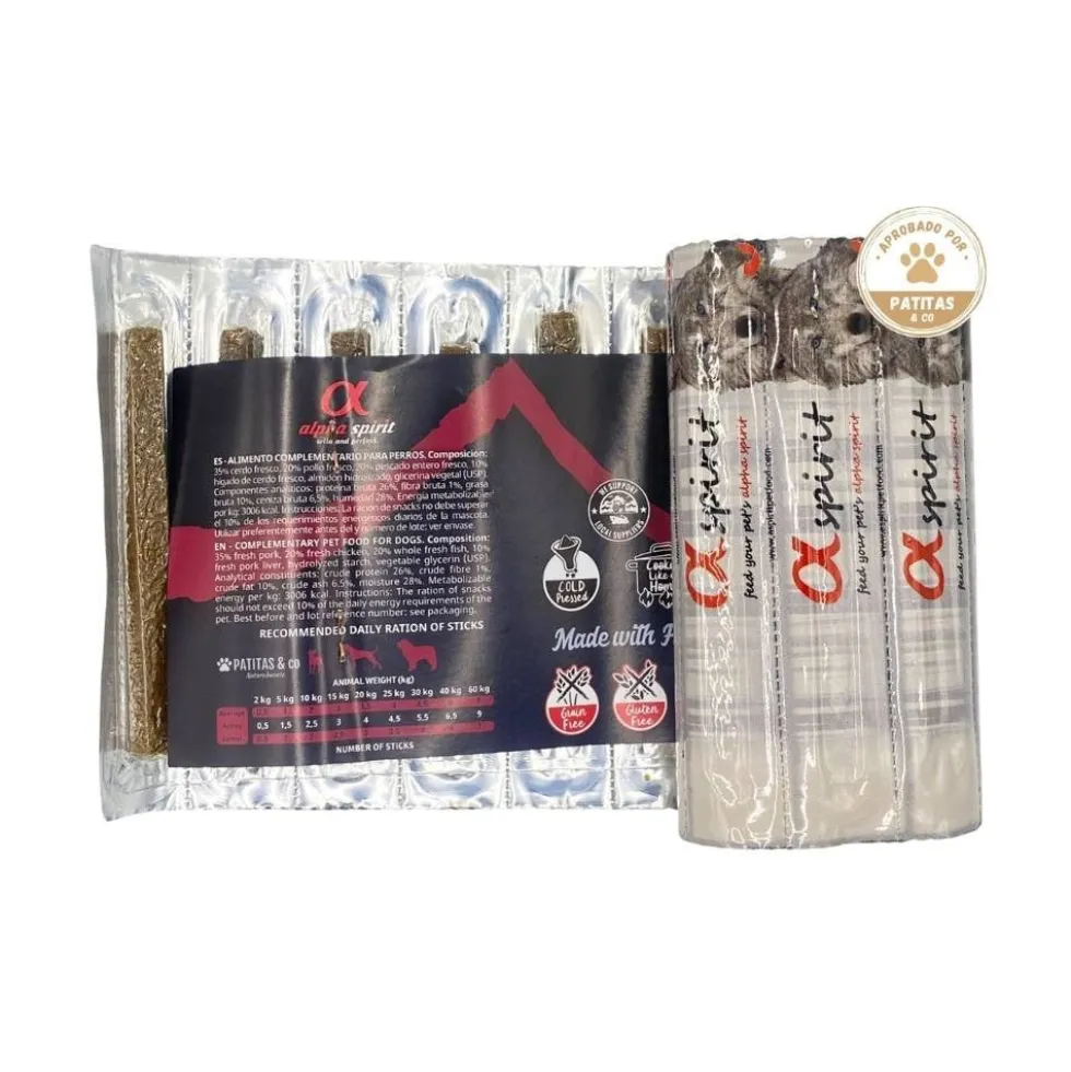 Alpha Spirit Snack Ristra de Jamón (16 barritas) para Perro
