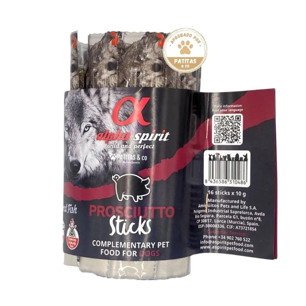 Alpha Spirit Snack Ristra de Jamón (16 barritas) para Perro