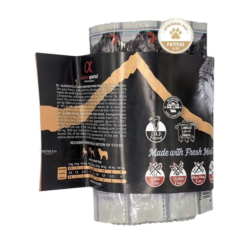 Alpha Spirit Snack Ristra de Pavo (16 barritas) para Perros
