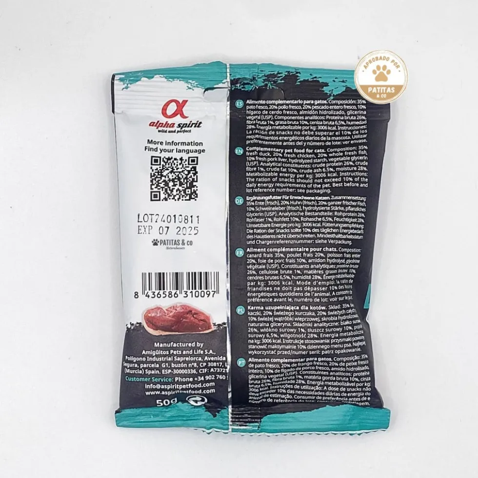 Alpha Spirit Snacks de Pato para Gato