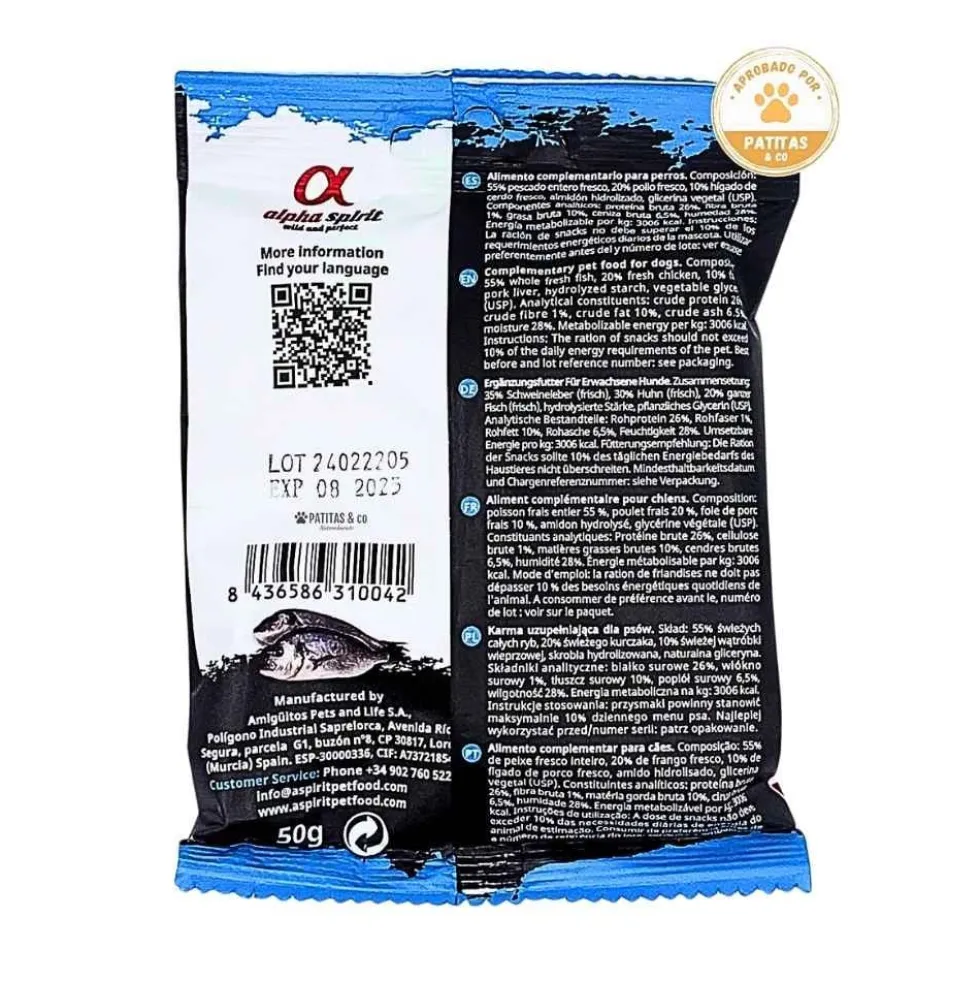 Alpha Spirit Snacks de Pescado para Perro