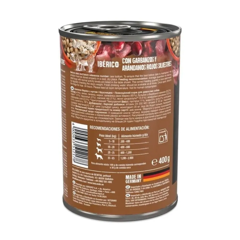 Belcando Lata de Ibérico con Garbanzos y Arándanos para Perro