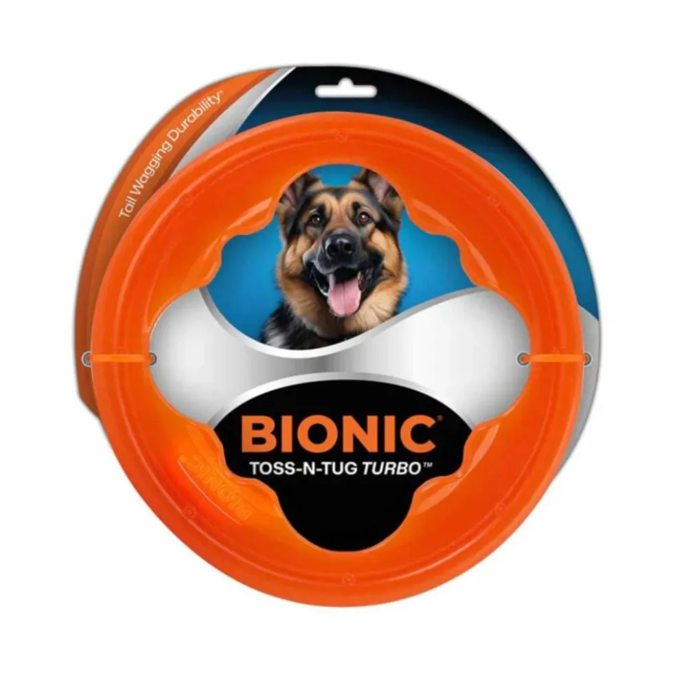 Bionic Juguete Ultra Resistente Aro Toss-N-Tug Turbo para Perro