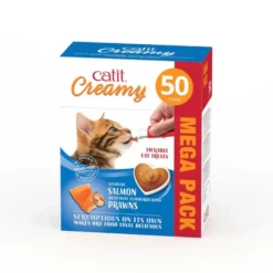 Catit Creamy Snacks Cremosos de Salmón y Gambas (50 uds x 10g) para Gatos