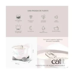 Catit Pixi Fuente Acero Inoxidable 2,5L para Gatos