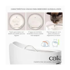Catit Pixi Fuente Acero Inoxidable 2,5L para Gatos