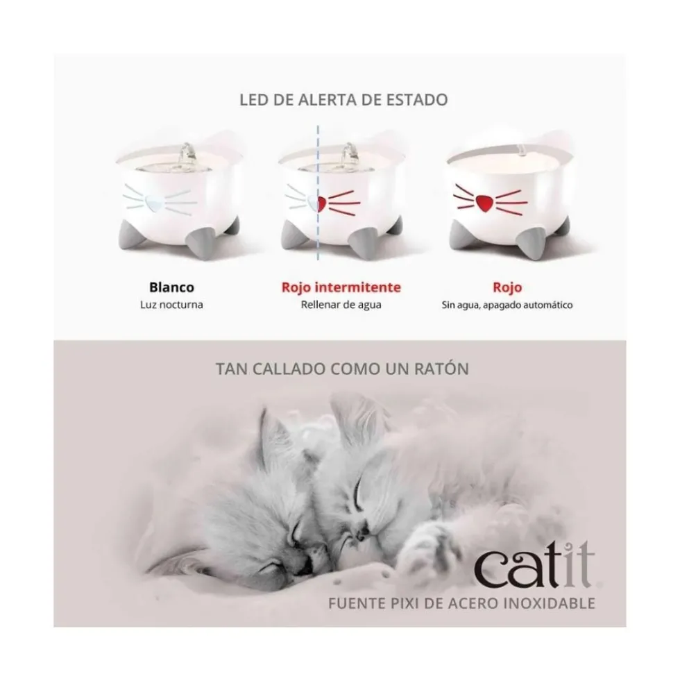 Catit Pixi Fuente Acero Inoxidable 2,5L para Gatos
