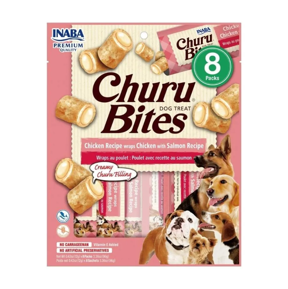 Churu Bites Snack de Pollo con Salmón (8x12g) para Perros