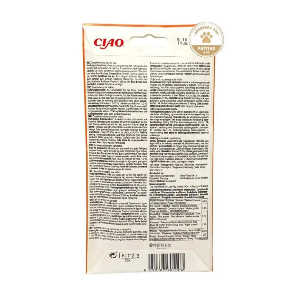 Churu Pops Chuches de Pollo (4x15g) para Gatos
