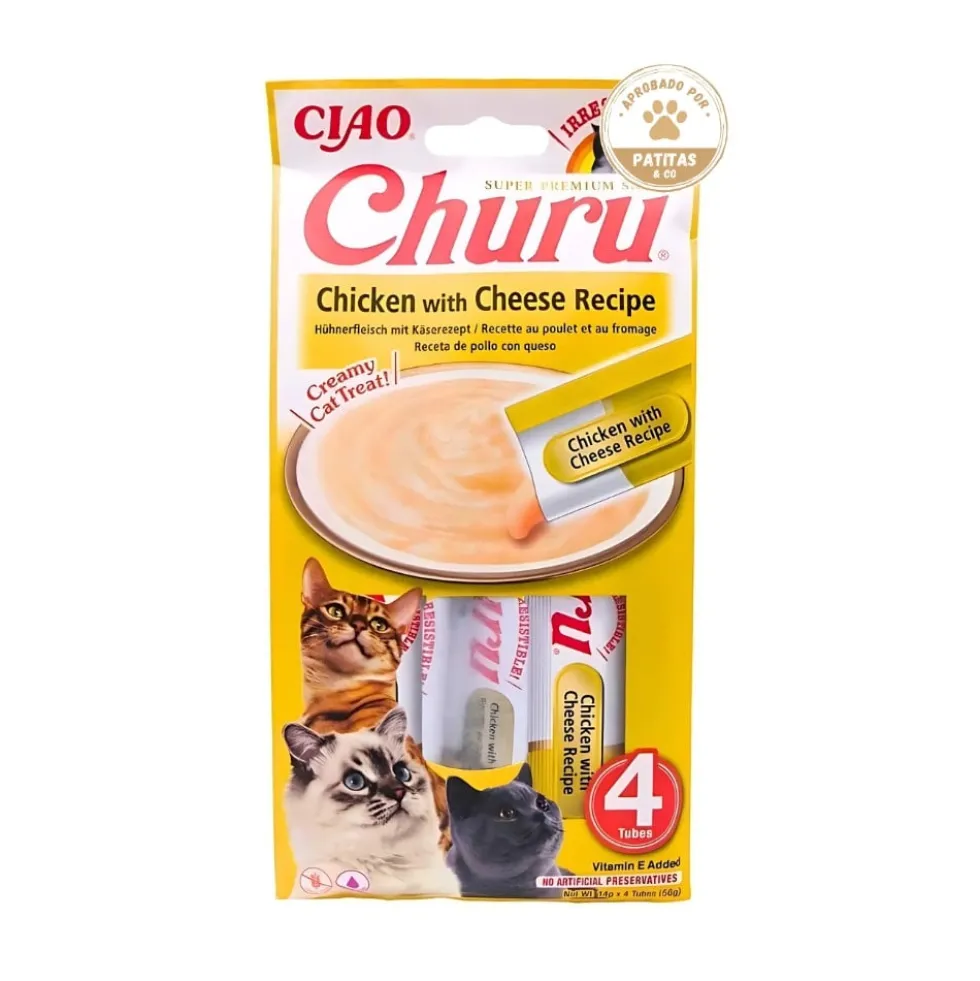 Churu Snack Natural de Pollo con Queso (4x14g) para Gatos