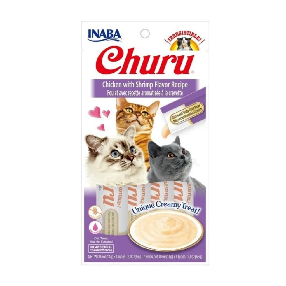 Churu Snack Natural de Pollo con Gambas (4x14g) para Gatos