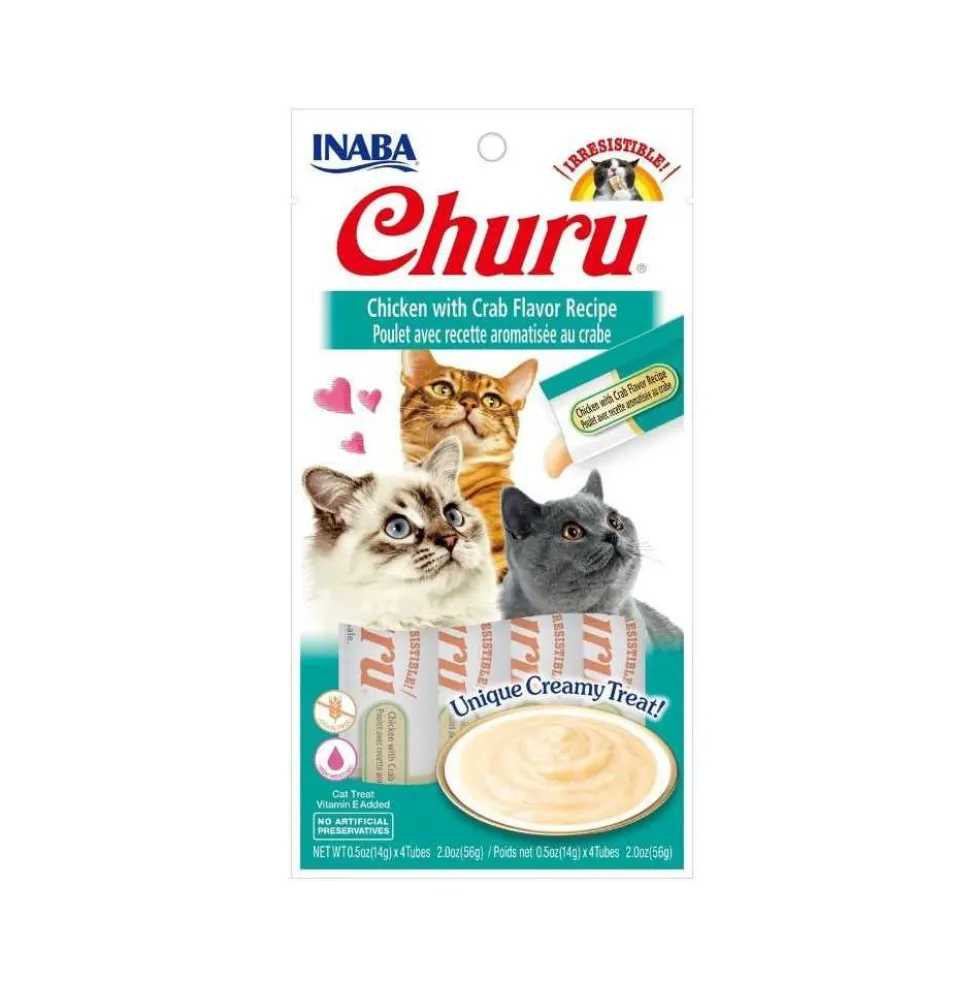 Churu Snack Natural de Pollo con Cangrejo (4x14g) para Gatos
