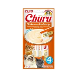 Churu Snack Natural de Pollo con Ternera (4x14g) para Gatos