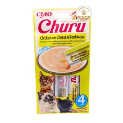 Churu Snack Natural de Pollo con Queso y Ternera (4x14g) para Gatos