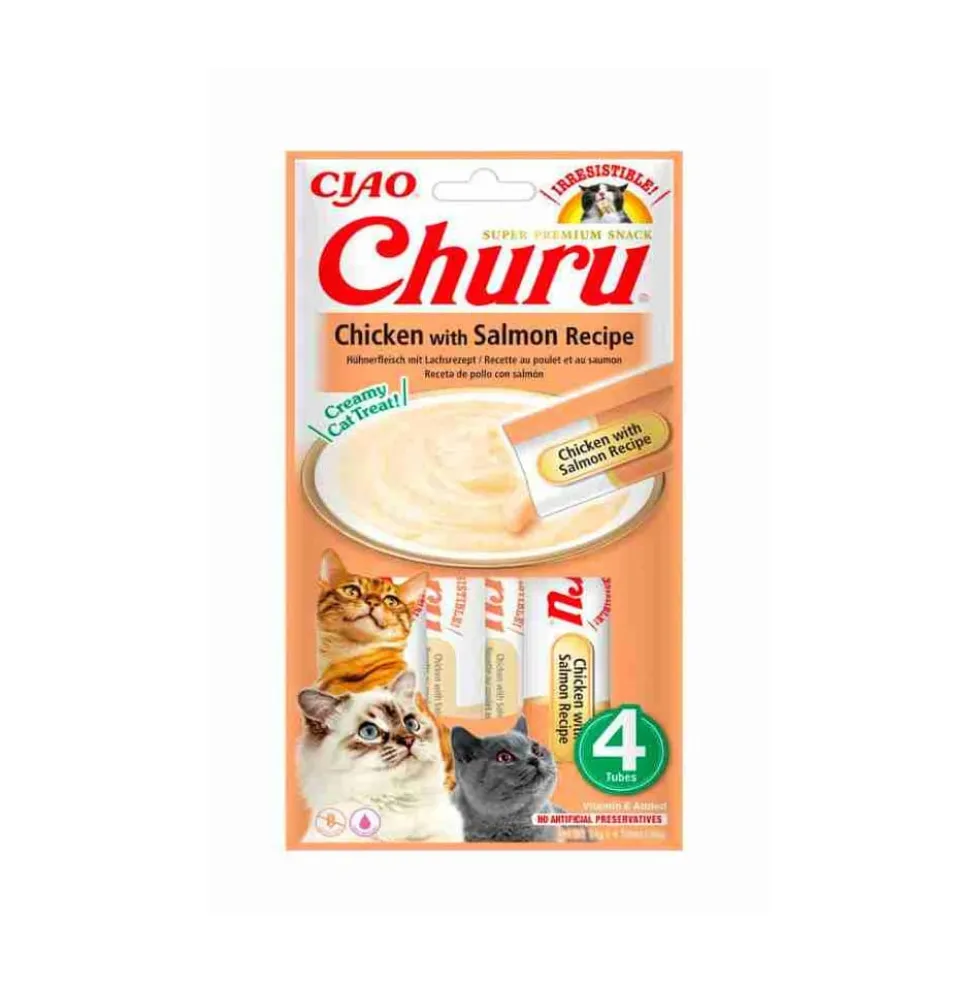 Churu Snack Pollo con Salmón 4x14g para Gatos