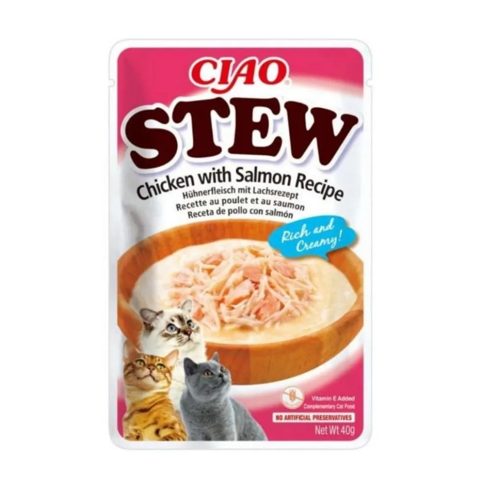Ciao Stew Guiso de Pollo con Salmón para Gatos