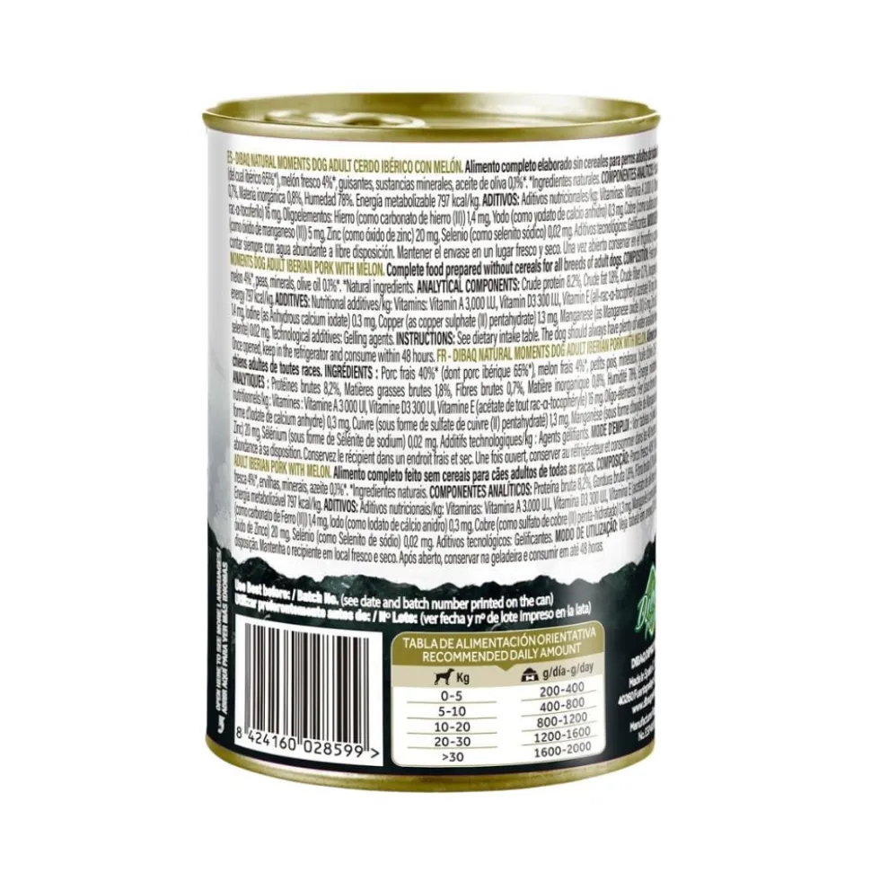 Dibaq Natural Moments Cerdo con Melón para Perro
