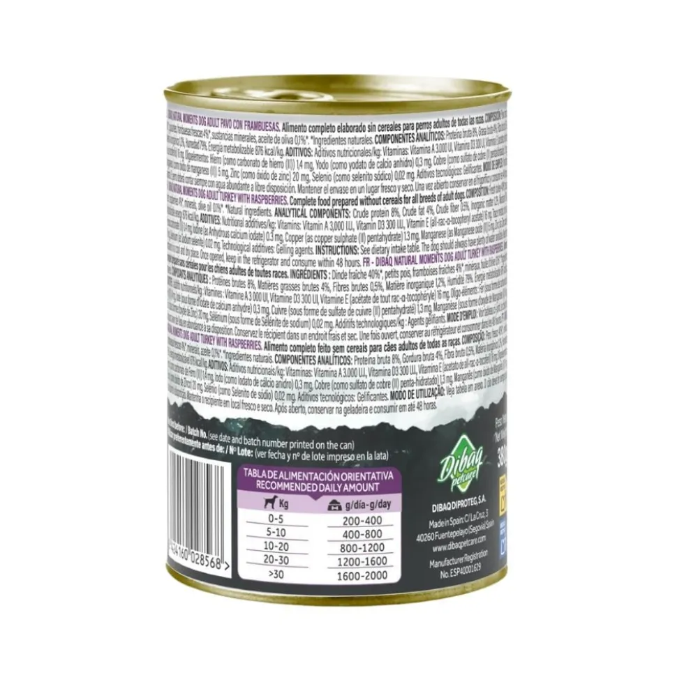 Dibaq Natural Moments Pavo con Frambuesas para Perro