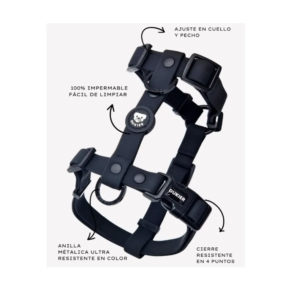 Dukier Arnés Waterproof Negro para Perros