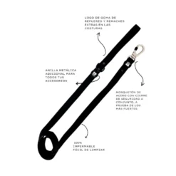 Dukier Correa Waterproof Negra para Perros