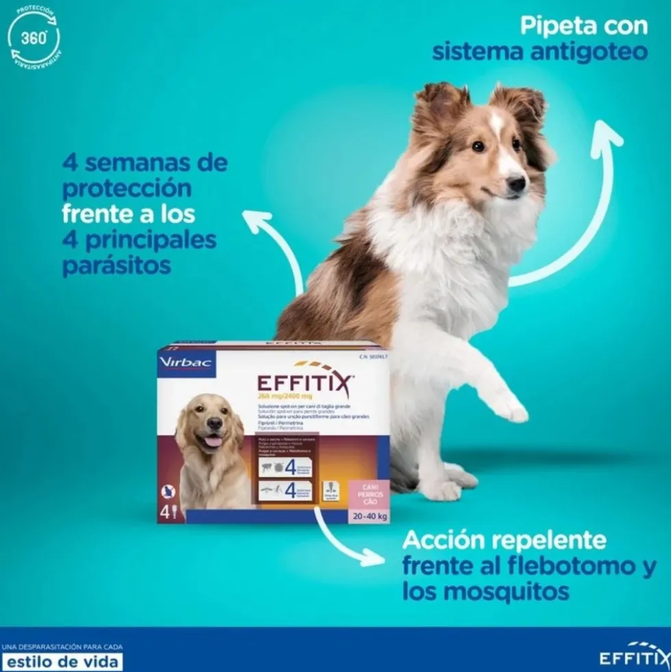 Effitix 4 Pipetas Antiparasitos para Perros (10 – 20 kg)