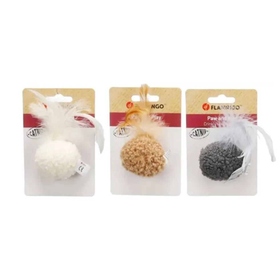 Flamingo Pelota de Peluche con Pluma para Gato (ud)
