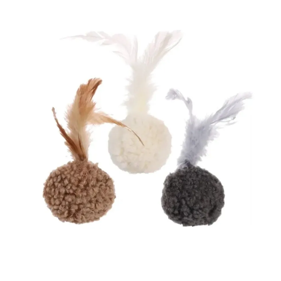 Flamingo Pelota de Peluche con Pluma para Gato (ud)