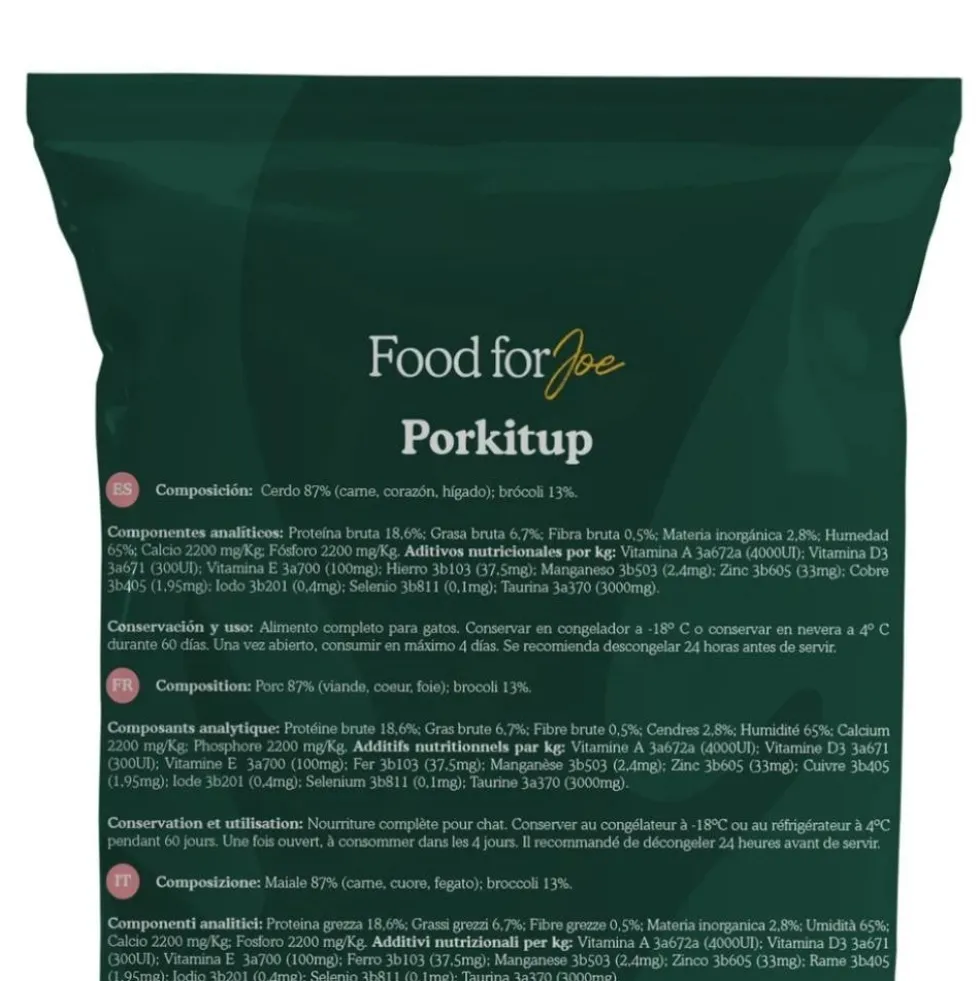 Food for Joe Comida Cocinada Porkitup para Gato