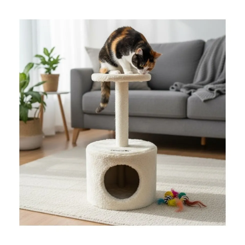 Freecat Poste Rascador con Cueva Toranj Beige para Gatos
