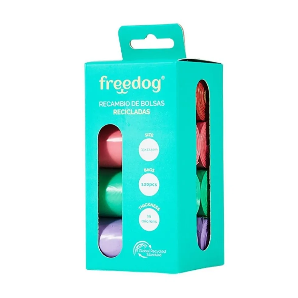 Freedog Bolsas Recicladas Colores Pastel (8 rollos)