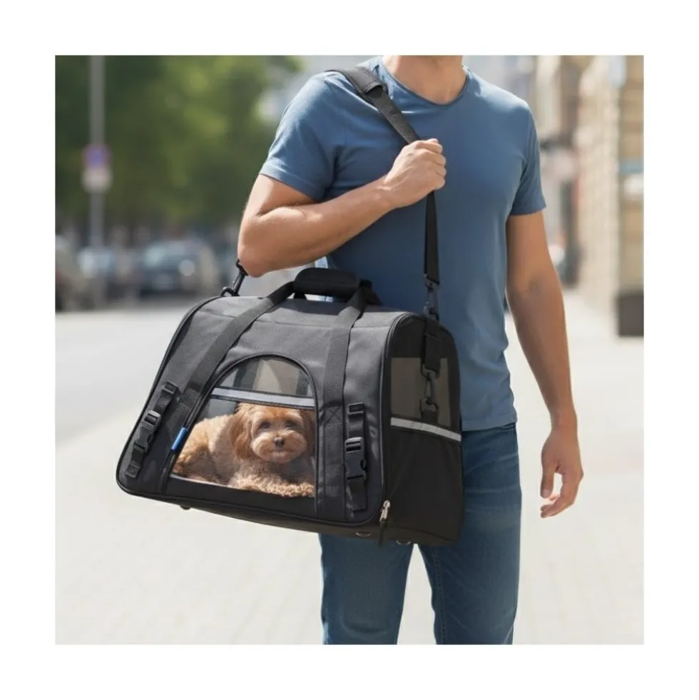Freedog Transportin Fly Negro para Gatos y Perros Pequeños