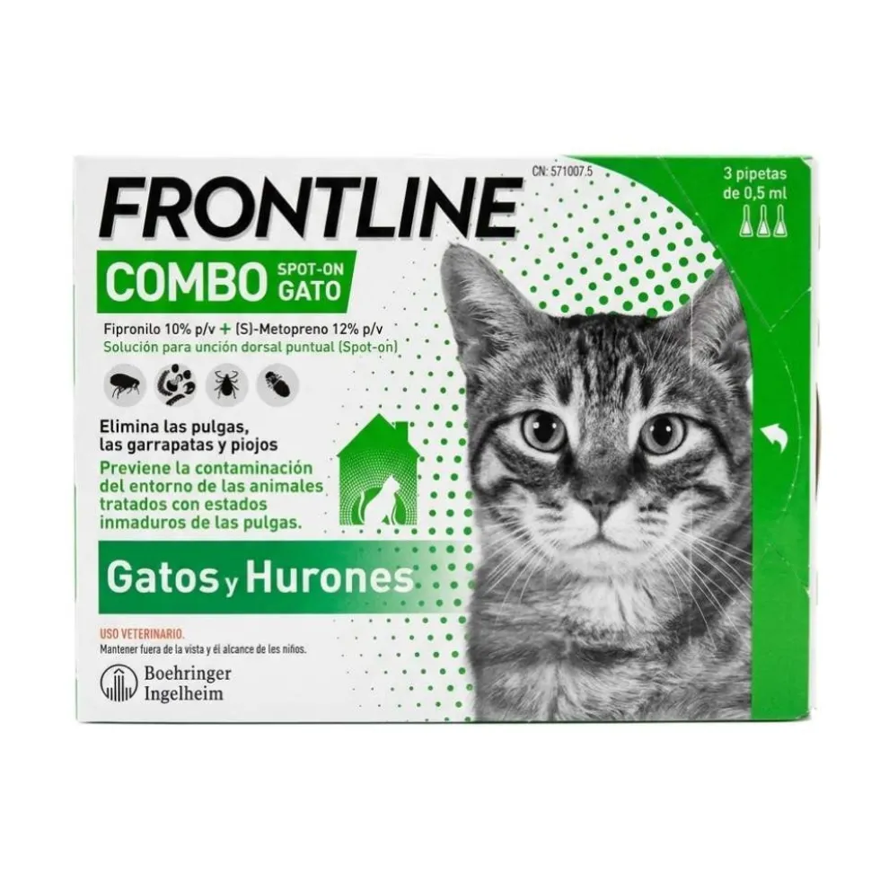 Frontline Combo 3 Pipetas Antiparasitarias para Gatos
