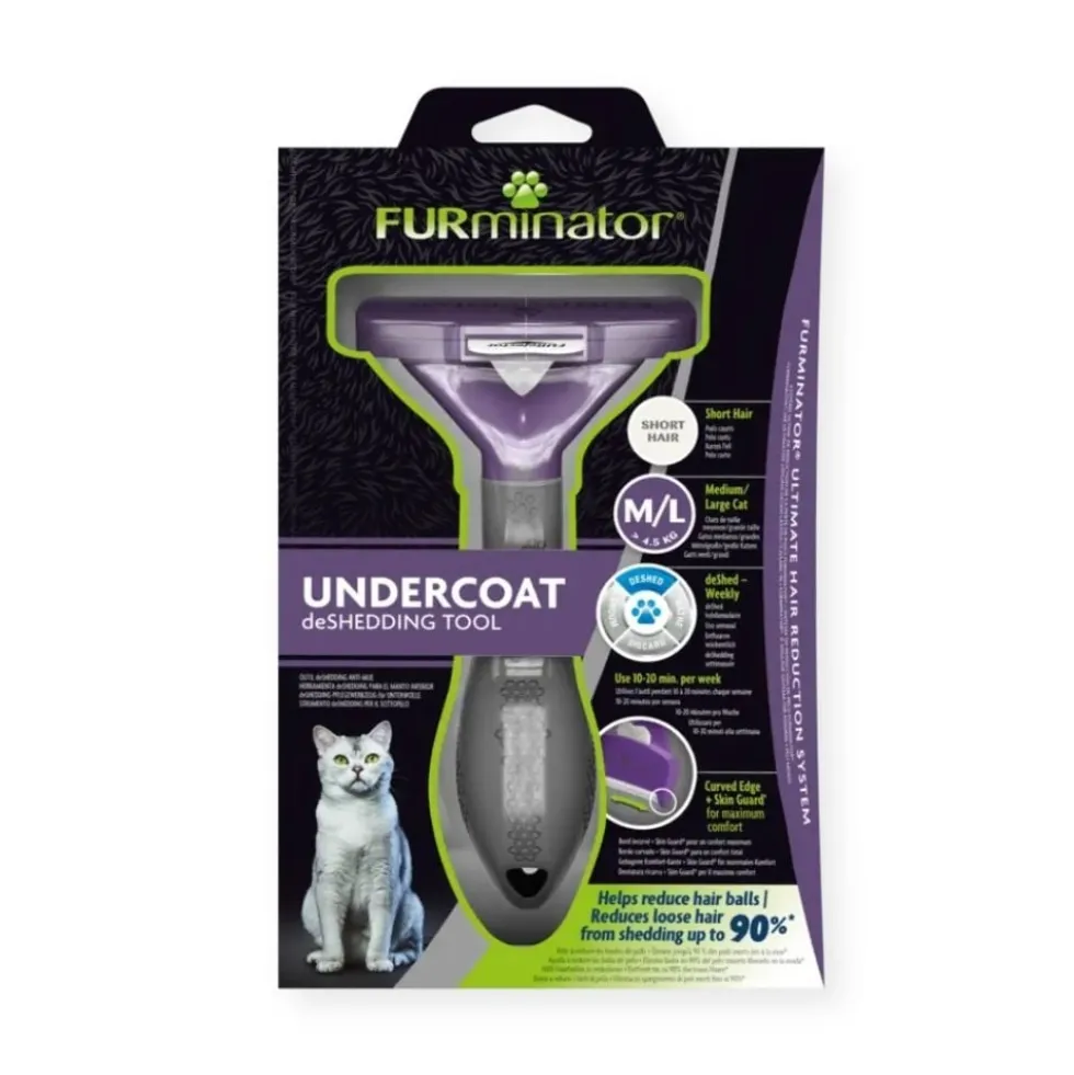 FURminator Deslanador de Pelo Corto para Gatos Medianos y Grandes