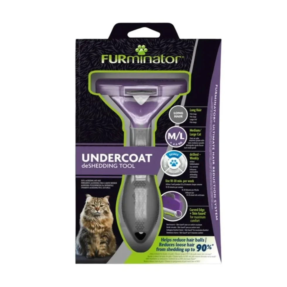 FURminator Deslanador de Pelo Largo para Gatos Medianos y Grandes