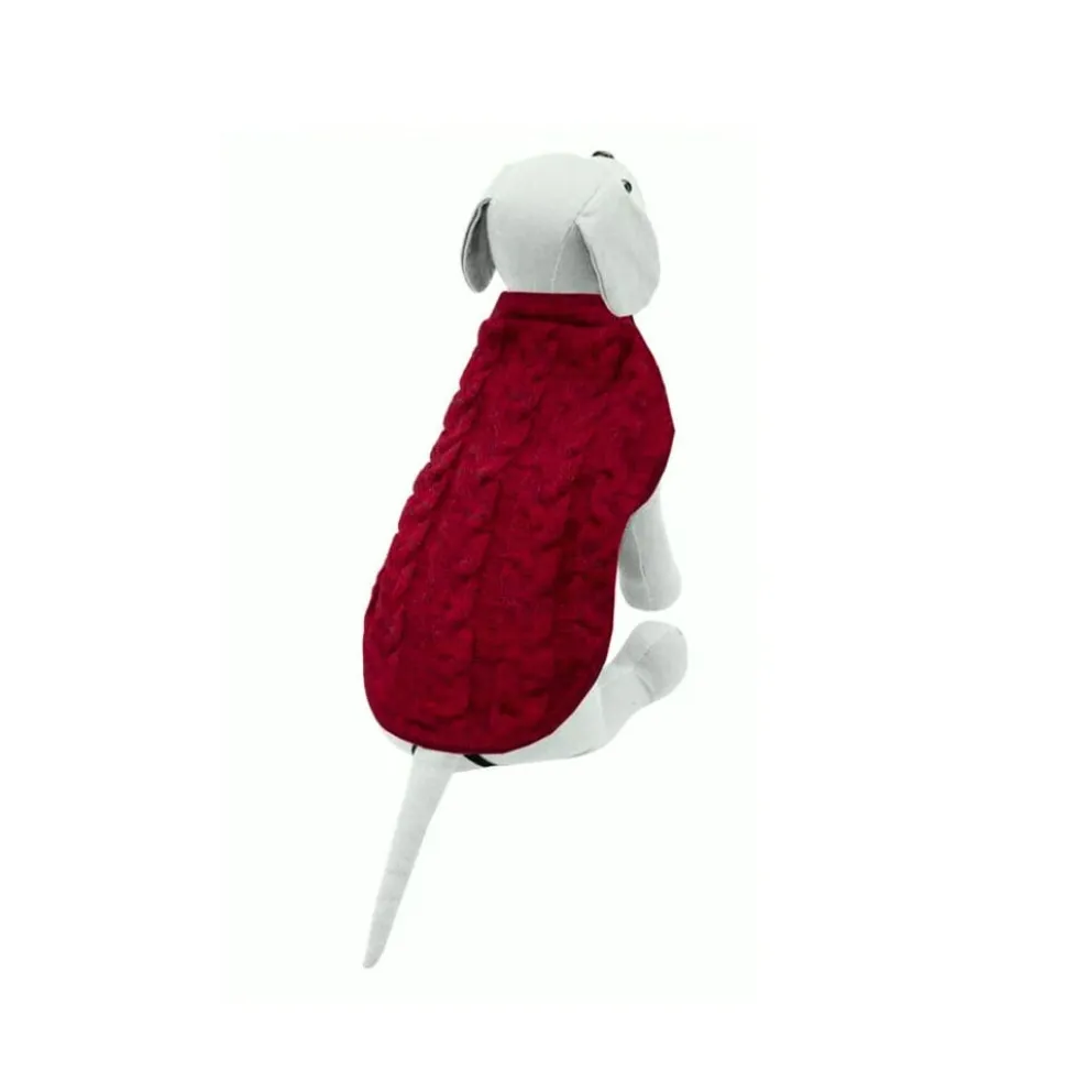Jersey Rojo de Patrón Trenzado para Mascotas