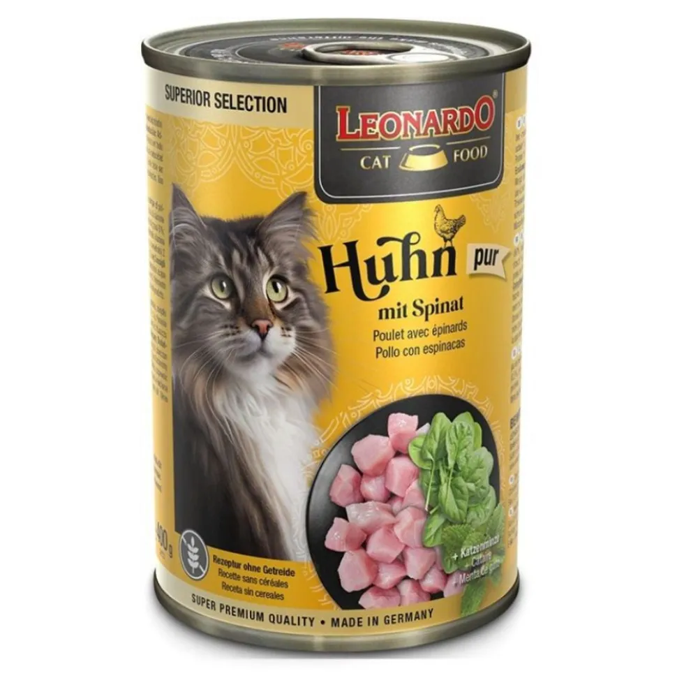 Leonardo Lata de Pollo con Espinacas para Gato