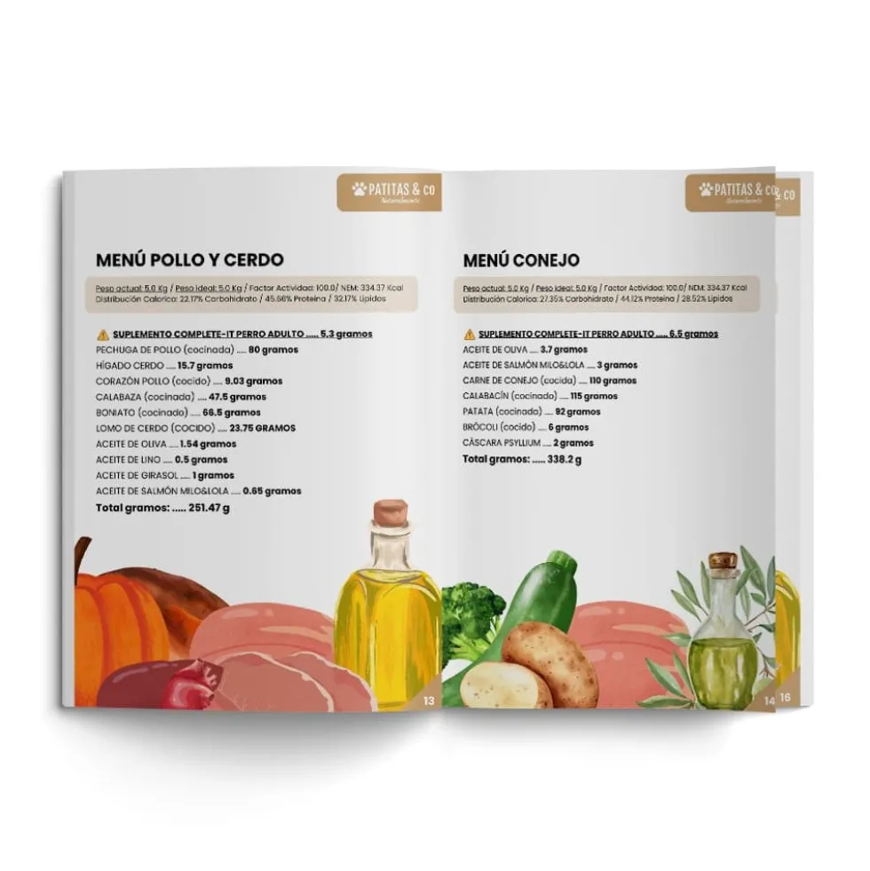 Libro de Recetas + Suplemento CACHORRO Complete It 250g