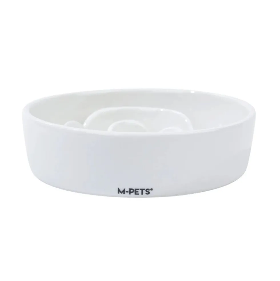 M-Pets Comedero Antivoracidad de Cerámica Blanco