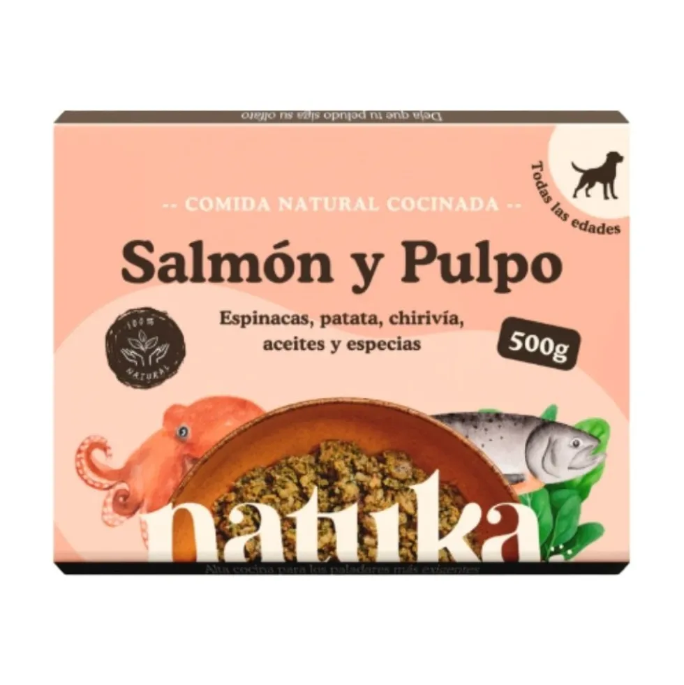 Natuka Comida Cocinada Menú de Salmón y Pulpo para Perro