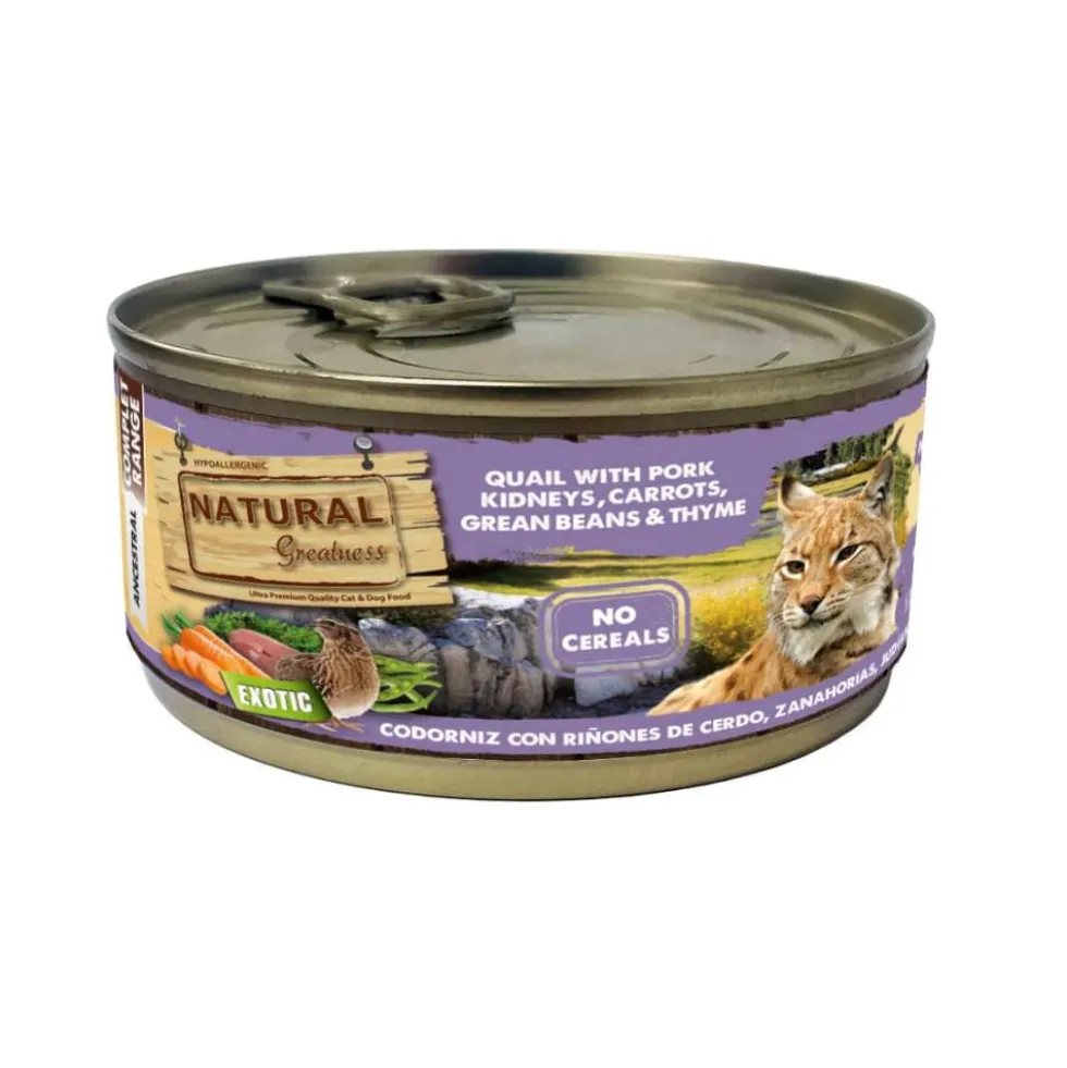 Natural Greatness Lata de Codorniz con Cerdo y Zanahorias para Gato
