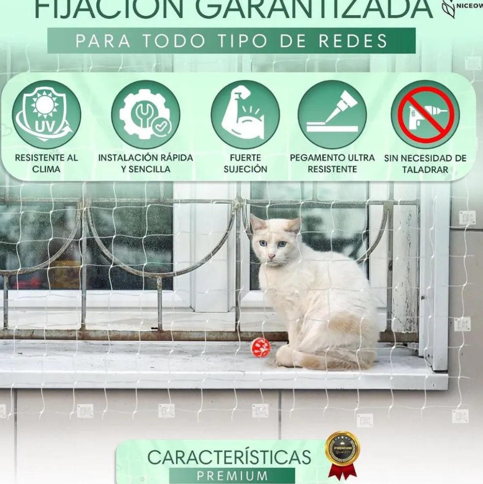 Niceowl Kit de Fijación para Red de Gato de 8 metros