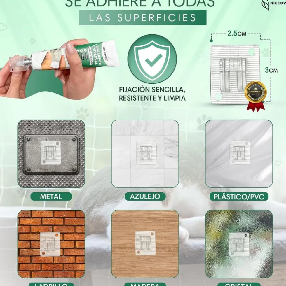 Niceowl Kit de Fijación para Red de Gato de 8 metros