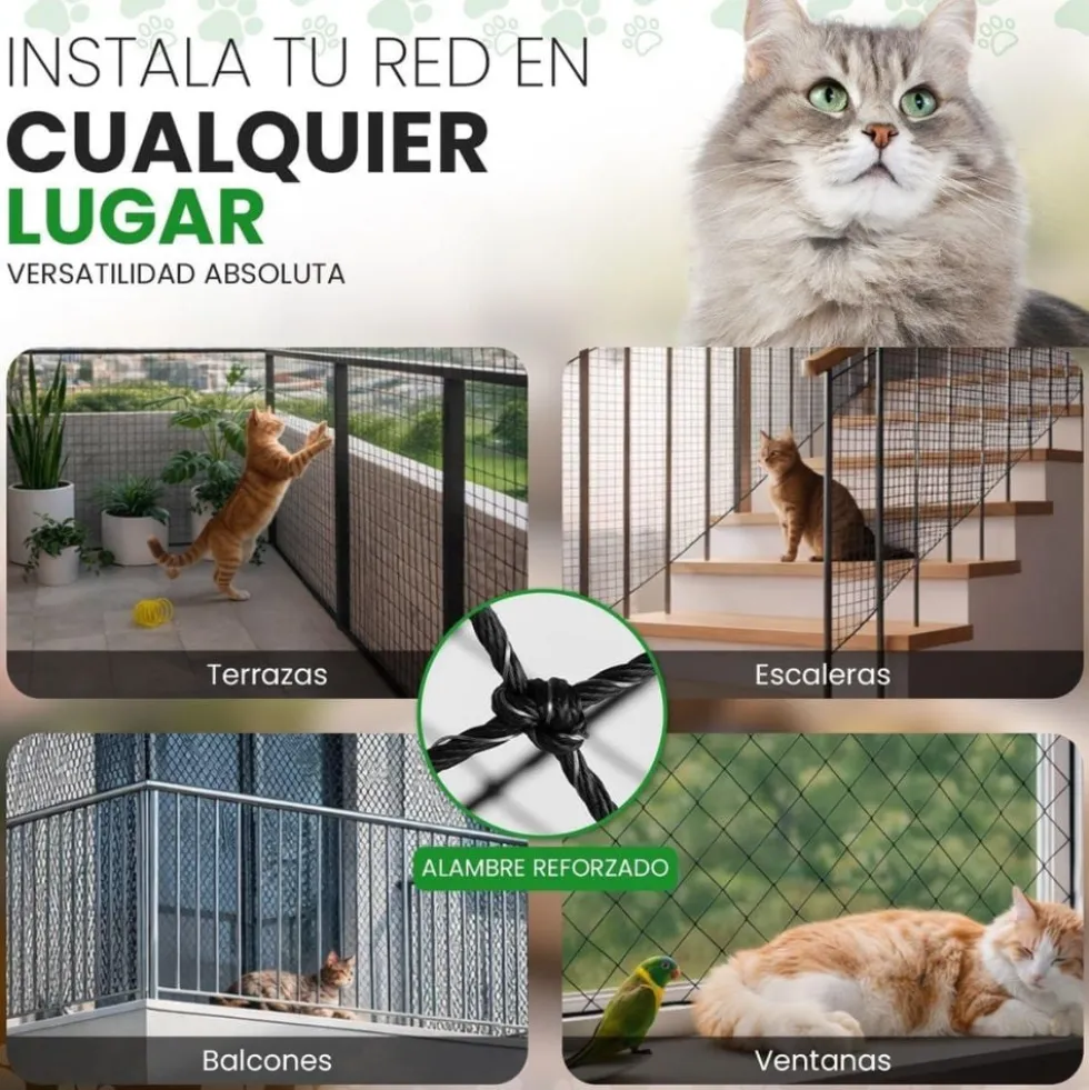 Niceowl Red Reforzada con Alambre de 8 metros para Gato