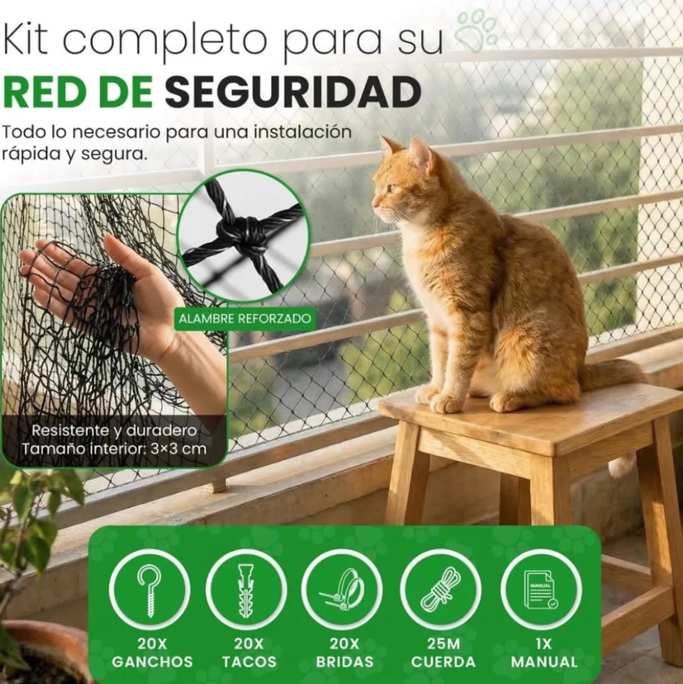 Niceowl Red Reforzada con Alambre de 8 metros para Gato